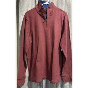 St. John's Bay Men's Medium 1/4 Zip Wine Pullover Long Sleeve Ribbed Sweater NWT